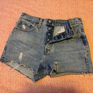 Levi’s 501 Distressed Blue Jean Shorts